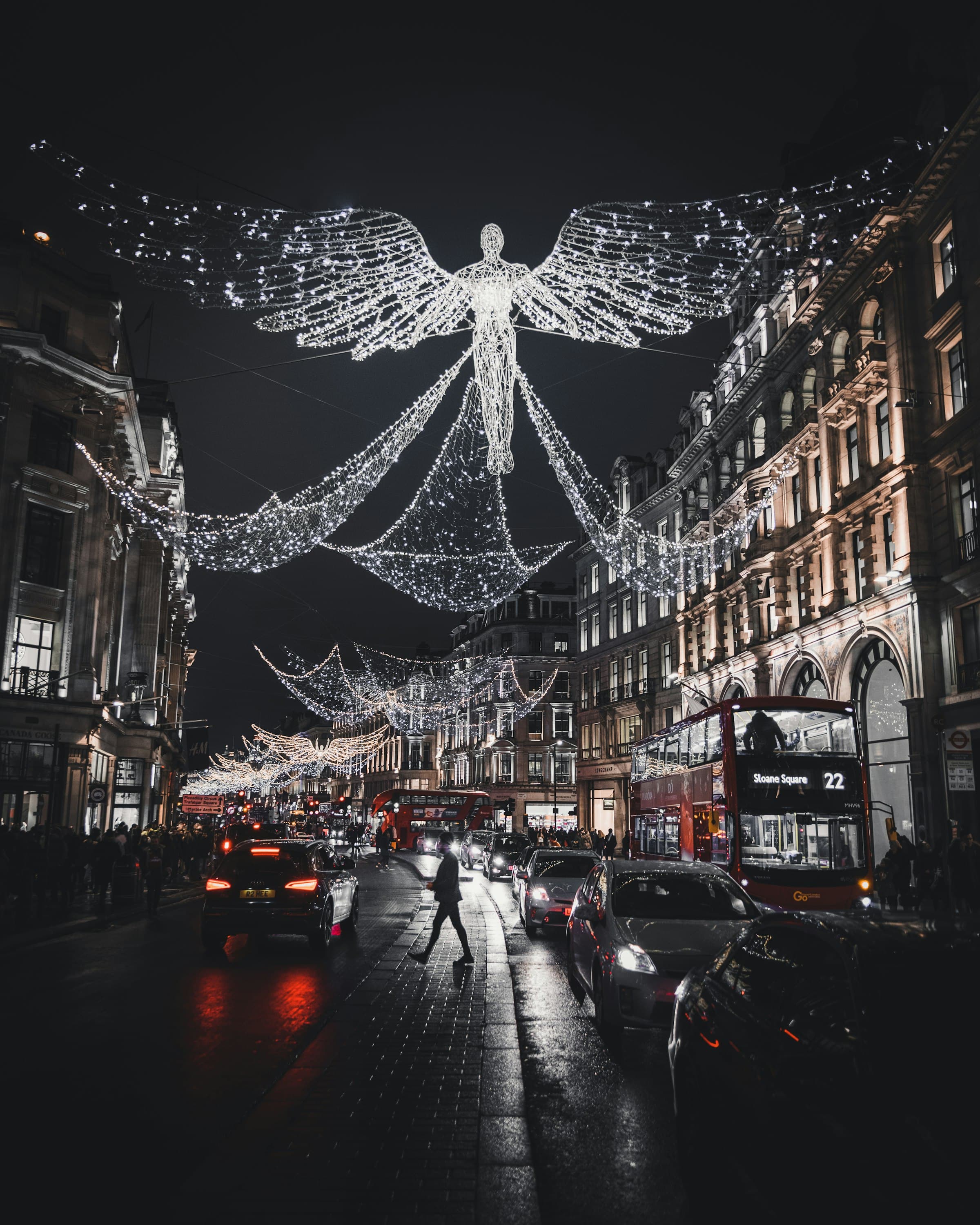 Regent Street under the Christmas angels