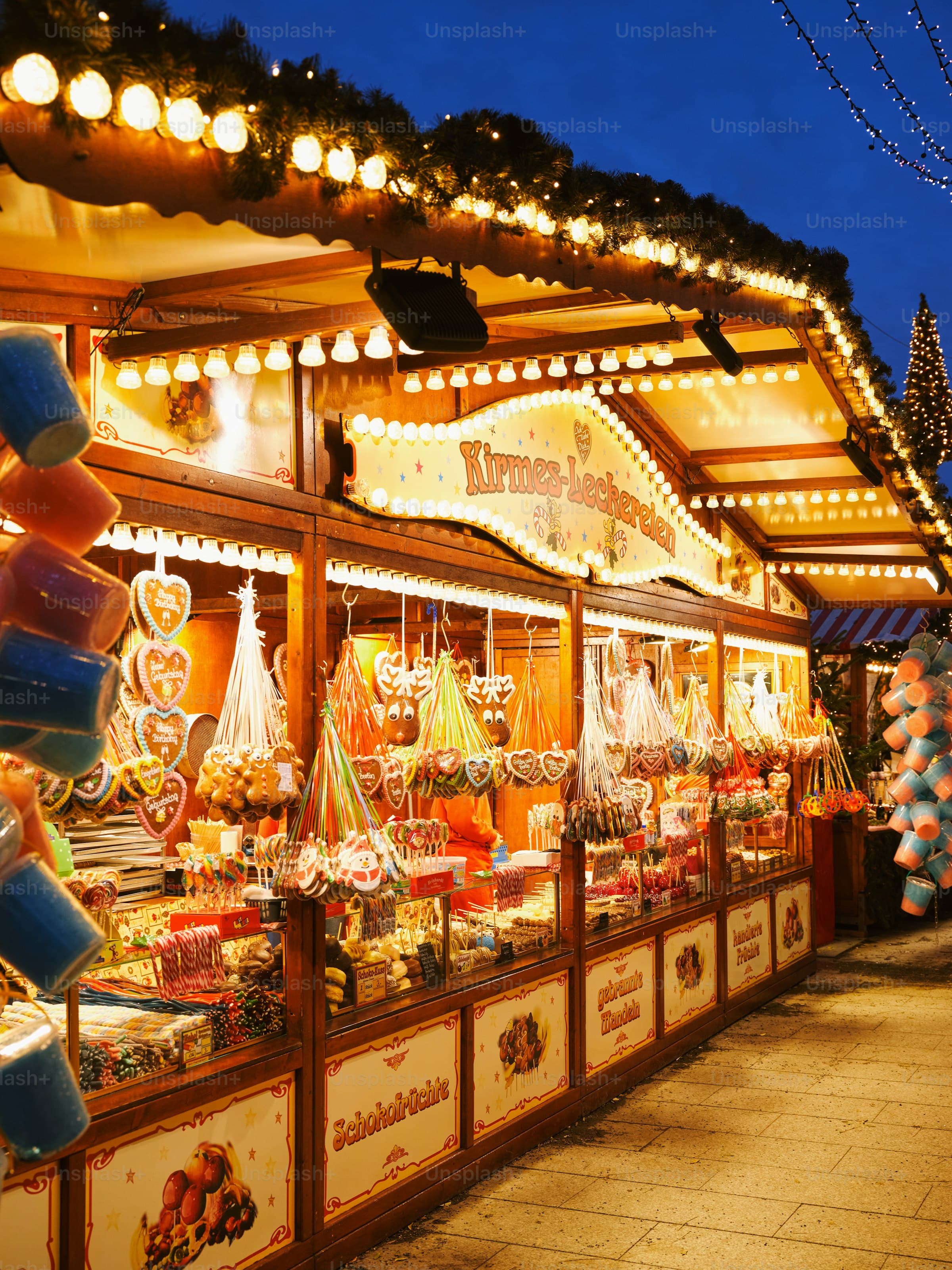 Christmas-market lights along the South Bank